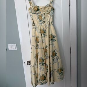 House of CB Cream and Yellow Floral Midi Dress